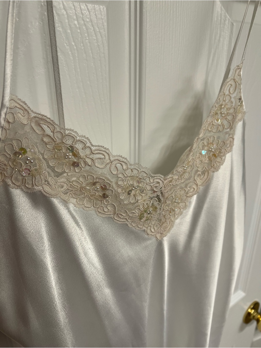 Silky Cream Lace-Trim Slip Chemise - Picture 3 of 6